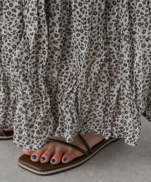 PUAL CE CIN(ピュアルセシン)の「小花プリントクリンクルスカート(スカート・レディース・ベージュ/ブラック・FREE)」の10枚目の写真