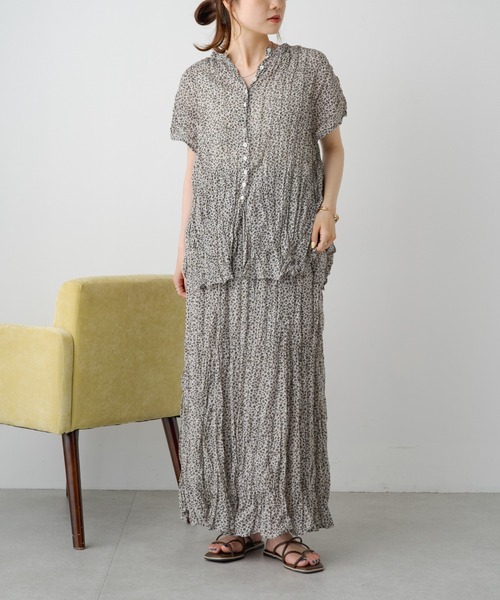 PUAL CE CIN(ピュアルセシン)の「小花プリントクリンクルスカート(スカート・レディース・ベージュ/ブラック・FREE)」の11枚目の写真