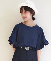 Another Edition | 袖フリルショートTシャツ/AEBC ソデフリルSHORT T(Tシャツ/カットソー)
