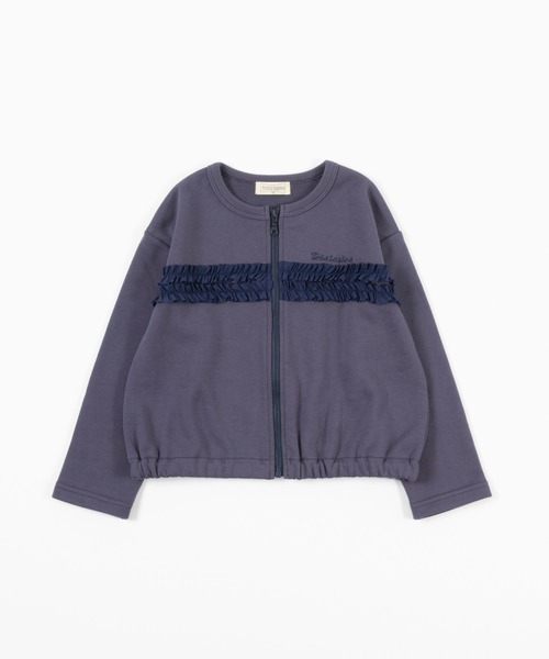 trois lapins kp(トロワラパンケーピー)の「裏毛ジップアップジャケット(120~160cm)(カーディガン/ボレロ・キッズ・ラベンダー/ネイビー・160cm/130cm/150cm/120cm/140cm)」の1枚目の写真