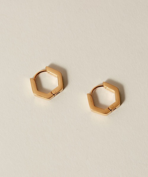 novice（ノーヴィス）の「【novice】Hinged Hexagon Hoop Pierce［Stainless］（ピアス（両耳用）・レディース・シルバー/ゴールド・FREE）」の6枚目の写真