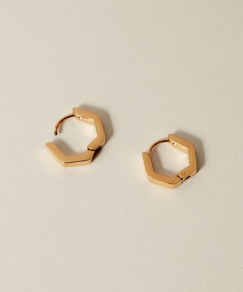 novice（ノーヴィス）の「【novice】Hinged Hexagon Hoop Pierce［Stainless］（ピアス（両耳用）・レディース・シルバー/ゴールド・FREE）」の7枚目の写真