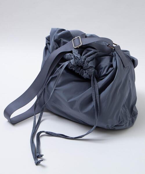 WEGO（ウィゴー）の「WEGO/ドロストBIGショルダー（ショルダーバッグ・レディース・スミクロ/ライトグレー/オフホワイト・FREE）」の10枚目の写真