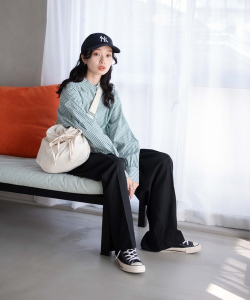 WEGO（ウィゴー）の「WEGO/ドロストBIGショルダー（ショルダーバッグ・レディース・スミクロ/ライトグレー/オフホワイト・FREE）」の21枚目の写真