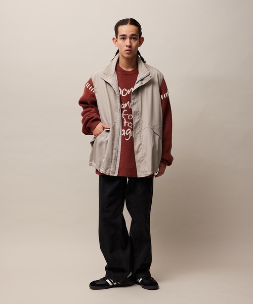 re_k by JUNRED（レクバイジュンレッド）の「re_k by JUNRED / スタンドカラーナイロンベスト（ナイロンジャケット・メンズ・ライトグレー/チャコールグレー・S/M/L）」の14枚目の写真