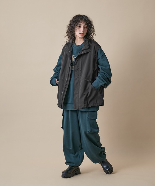 セール】re_k by JUNRED / スタンドカラーナイロンベスト（ナイロン