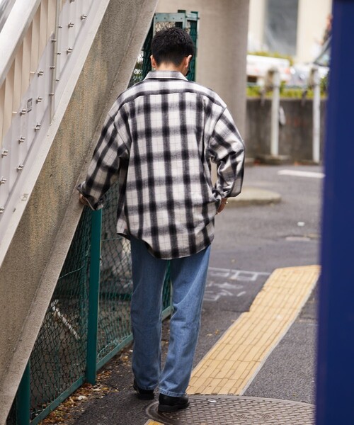 HINSON（ヒンソン）の「HINSON/ヒンソン ハーフジップ ネルシャツ L/S /ロングスリーブ（シャツ/ブラウス・メンズ・ブラック/ベージュ・MEDIUM/LARGE）」の6枚目の写真