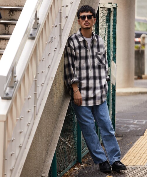 HINSON（ヒンソン）の「HINSON/ヒンソン ハーフジップ ネルシャツ L/S /ロングスリーブ（シャツ/ブラウス・メンズ・ブラック/ベージュ・MEDIUM/LARGE）」の9枚目の写真