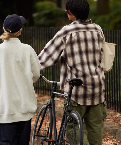 HINSON（ヒンソン）の「HINSON/ヒンソン ハーフジップ ネルシャツ L/S /ロングスリーブ（シャツ/ブラウス・メンズ・ブラック/ベージュ・MEDIUM/LARGE）」の4枚目の写真