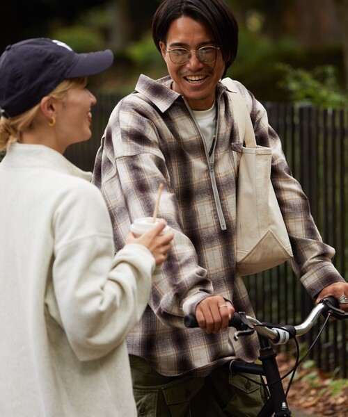 HINSON（ヒンソン）の「HINSON/ヒンソン ハーフジップ ネルシャツ L/S /ロングスリーブ（シャツ/ブラウス・メンズ・ブラック/ベージュ・MEDIUM/LARGE）」の17枚目の写真