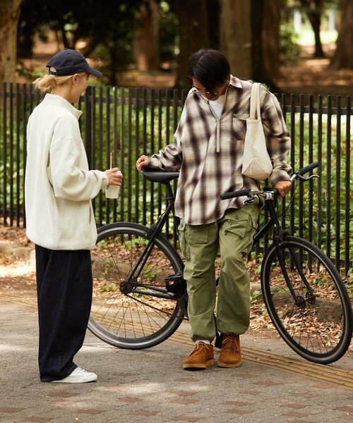 HINSON（ヒンソン）の「HINSON/ヒンソン ハーフジップ ネルシャツ L/S /ロングスリーブ（シャツ/ブラウス・メンズ・ブラック/ベージュ・MEDIUM/LARGE）」の14枚目の写真