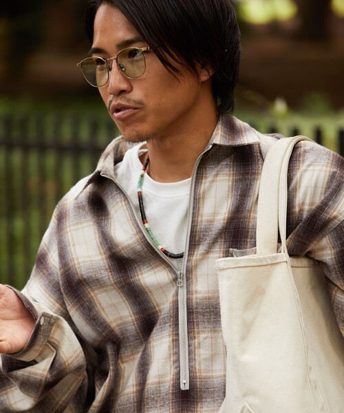 HINSON（ヒンソン）の「HINSON/ヒンソン ハーフジップ ネルシャツ L/S /ロングスリーブ（シャツ/ブラウス・メンズ・ブラック/ベージュ・MEDIUM/LARGE）」の11枚目の写真