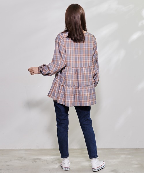 Arnold Palmer(アーノルドパーマー)の「チェック ティアード ブラウス(シャツ/ブラウス・レディース・ブラック/グレー・S/L/M)」の10枚目の写真