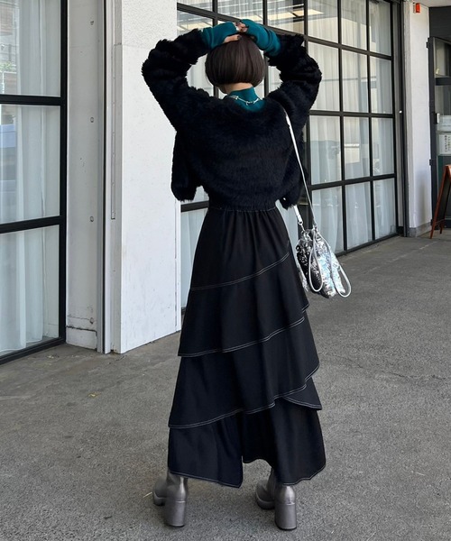 PAGEBOY(ページボーイ)の「キャンディフェザーカーディガン(カーディガン/ボレロ・レディース・オフホワイト/グレー/ゼブラ/ブラック/ピンク系その他/オレンジ/ラベンダー・FREE)」の12枚目の写真