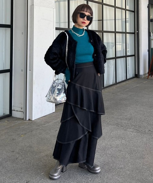 PAGEBOY(ページボーイ)の「キャンディフェザーカーディガン(カーディガン/ボレロ・レディース・オフホワイト/グレー/ゼブラ/ブラック/ピンク系その他/オレンジ/ラベンダー・FREE)」の13枚目の写真