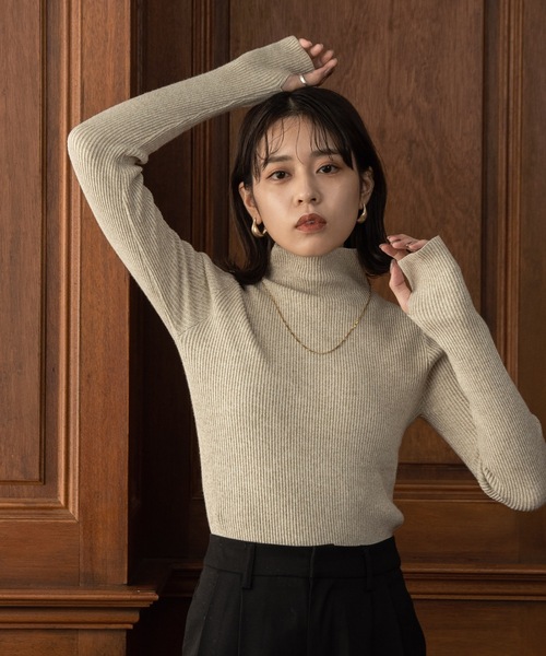 I_am（アイアム）の「high neck melange knit / ハイネックメランジニット（ニット/セーター・レディース・ベージュ/グレー・FREE）」の2枚目の写真