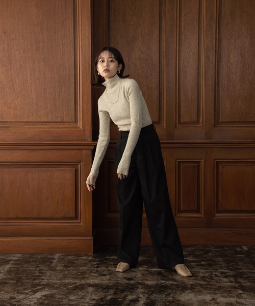 I_am（アイアム）の「high neck melange knit / ハイネックメランジニット（ニット/セーター・レディース・ベージュ/グレー・FREE）」の4枚目の写真