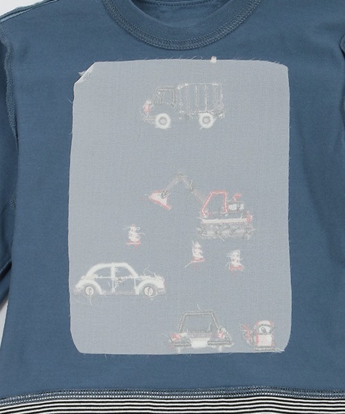 kladskap（クレードスコープ）の「乗り物×裾ボーダー長袖Tシャツ（Tシャツ/カットソー・キッズ・ブルー/オートミール・110cm/90cm/80ｃｍ/120cm/100cm）」の6枚目の写真
