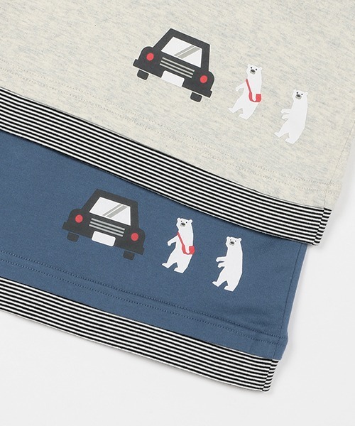 kladskap（クレードスコープ）の「乗り物×裾ボーダー長袖Tシャツ（Tシャツ/カットソー・キッズ・ブルー/オートミール・110cm/90cm/80ｃｍ/120cm/100cm）」の8枚目の写真
