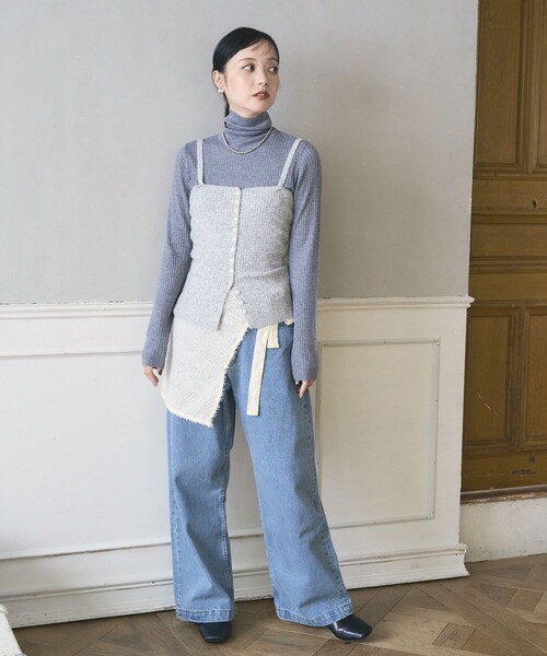 FREAK'S STORE（フリークスストア）の「カーヴィーデニム/ カーブデニム/ ワイド デニムパンツ（デニムパンツ・レディース・サックスブルー/ネイビー/ブラック・SMALL/MEDIUM）」の7枚目の写真