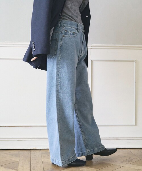 FREAK'S STORE（フリークスストア）の「カーヴィーデニム/ カーブデニム/ ワイド デニムパンツ（デニムパンツ・レディース・サックスブルー/ネイビー/ブラック・SMALL/MEDIUM）」の10枚目の写真