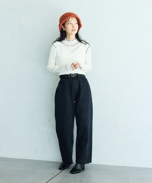 FREAK'S STORE（フリークスストア）の「カーヴィーデニム/ カーブデニム/ ワイド デニムパンツ（デニムパンツ・レディース・サックスブルー/ネイビー/ブラック・SMALL/MEDIUM）」の21枚目の写真