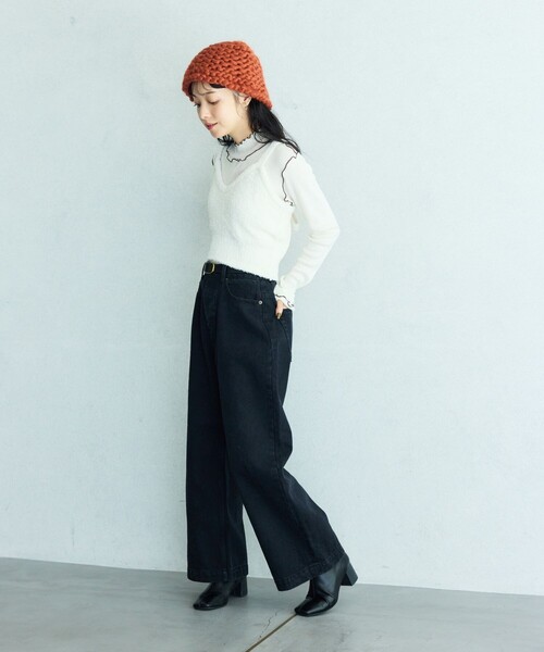 FREAK'S STORE（フリークスストア）の「カーヴィーデニム/ カーブデニム/ ワイド デニムパンツ（デニムパンツ・レディース・サックスブルー/ネイビー/ブラック・SMALL/MEDIUM）」の22枚目の写真