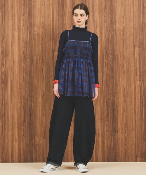 MERLOT（メルロー）の「チェックチュールキャミトップス（キャミソール・レディース・ベージュ/ブルー/グリーン・FREE）」の12枚目の写真