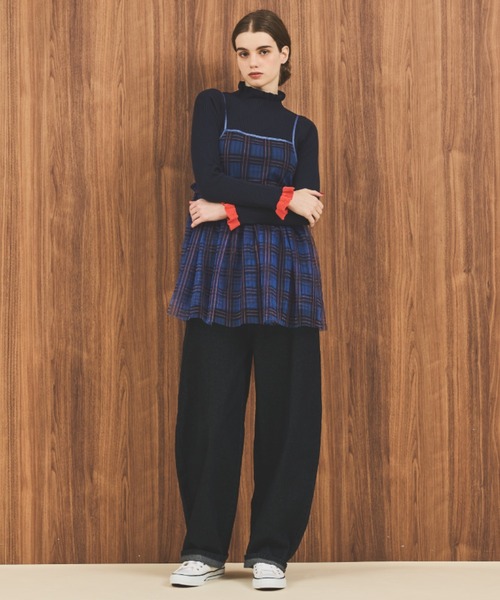 MERLOT（メルロー）の「チェックチュールキャミトップス（キャミソール・レディース・ベージュ/ブルー/グリーン・FREE）」の11枚目の写真