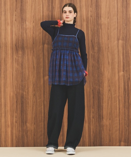 MERLOT（メルロー）の「チェックチュールキャミトップス（キャミソール・レディース・ベージュ/ブルー/グリーン・FREE）」の13枚目の写真