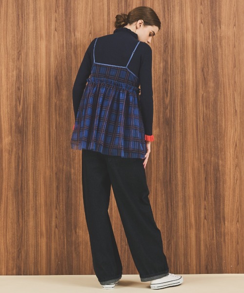 MERLOT（メルロー）の「チェックチュールキャミトップス（キャミソール・レディース・ベージュ/ブルー/グリーン・FREE）」の15枚目の写真