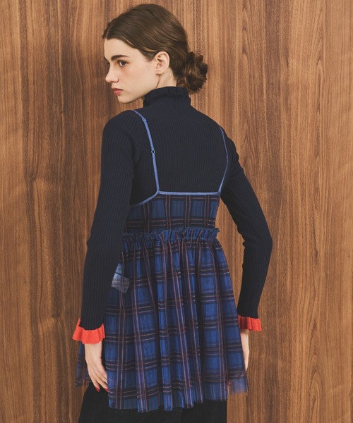 MERLOT（メルロー）の「チェックチュールキャミトップス（キャミソール・レディース・ベージュ/ブルー/グリーン・FREE）」の9枚目の写真