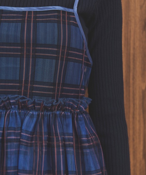 MERLOT（メルロー）の「チェックチュールキャミトップス（キャミソール・レディース・ベージュ/ブルー/グリーン・FREE）」の7枚目の写真