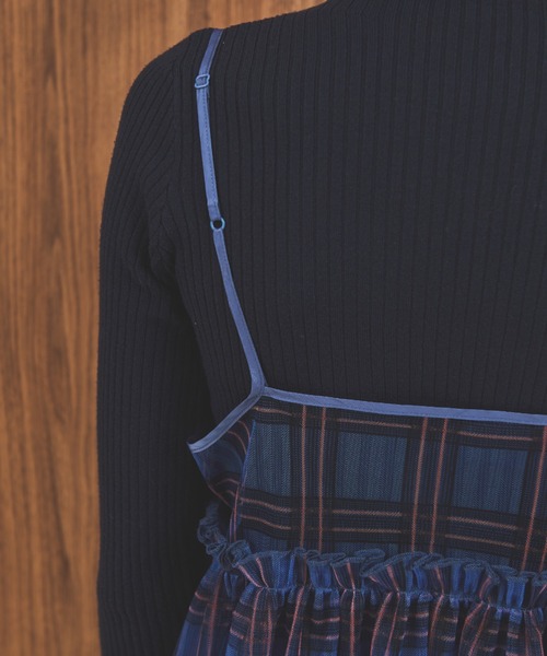 MERLOT（メルロー）の「チェックチュールキャミトップス（キャミソール・レディース・ベージュ/ブルー/グリーン・FREE）」の8枚目の写真