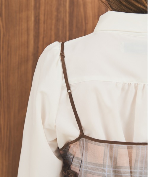 MERLOT（メルロー）の「チェックチュールキャミトップス（キャミソール・レディース・ベージュ/ブルー/グリーン・FREE）」の20枚目の写真