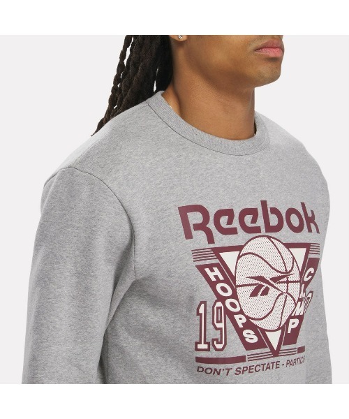 Reebok（リーボック）の「バスケットボール シーズナル クルー スウェット / BB SEASONAL CREW SWEAT（スウェット・メンズ・ヘザーグレー/ブラック・X-LARGE/LARGE/XX-LARGE/MEDIUM/SMALL/X-SMALL）」の5枚目の写真
