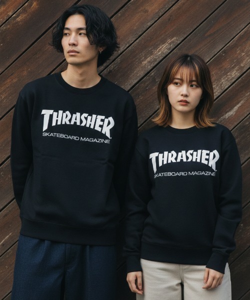 THRASHER(スラッシャー)の「MAG LOGO CREW SWEAT/スラッシャーロゴスウェットトレーナー(スウェット・メンズ・アッシュグレー/ダークグリーン/ブラック×ホワイト/ホワイト×ブラック/ネイビー・MEDIUM/LARGE/X-LARGE/XX-LARGE)」の6枚目の写真