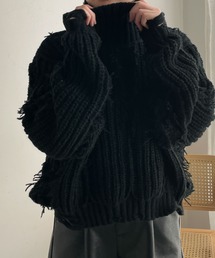 WEGO | WEGO/【23年秋冬新作】ダメージフリンジニット(ニット/セーター)