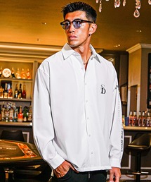 ラバープリントラインストーン長袖シャツ メンズ 春服