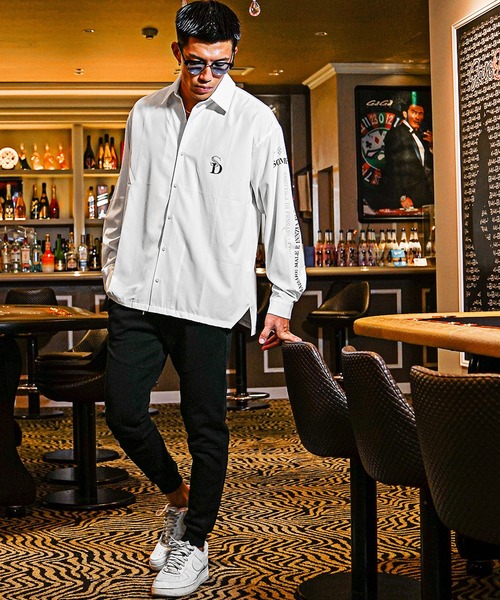 SOMEDIFF(サムディフ)の「ラバープリントラインストーン長袖シャツ メンズ 春服(シャツ/ブラウス・メンズ・ホワイト/ブラック・M/L/XL)」の5枚目の写真
