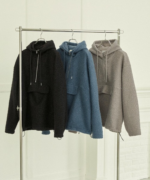EMMA CLOTHES(エマクローズ)の「ブークレジャガードルーズアノラックパーカー EMMA CLOTHES(パーカー・メンズ・ベージュ/スミクロ/ブルーグリーン・M/L)」の22枚目の写真
