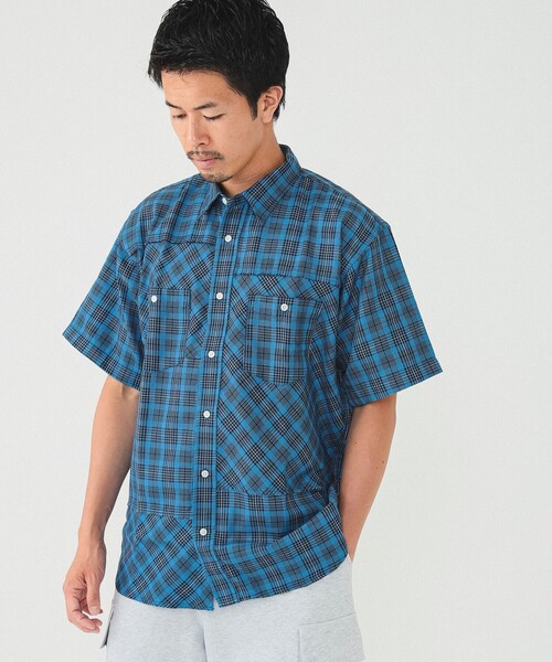 BEAMS(ビームス)の「BEAMS / 切替え バイアス チェック シャツ(シャツ/ブラウス・メンズ・ブルー/ホワイト・L/M/XL/S)」の7枚目の写真