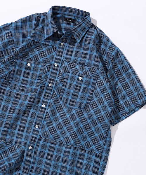 BEAMS(ビームス)の「BEAMS / 切替え バイアス チェック シャツ(シャツ/ブラウス・メンズ・ブルー/ホワイト・L/M/XL/S)」の1枚目の写真
