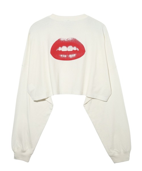 X-girl（エックスガール）の「LIP WIDE L/S TEE（Tシャツ/カットソー・レディース・ホワイト/ブラック・S/M）」の2枚目の写真