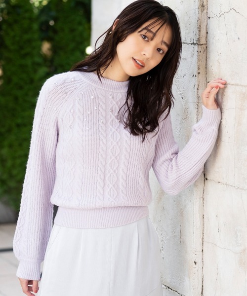 セール】フラッフィーケーブルビジューニット/MM348305（ニット