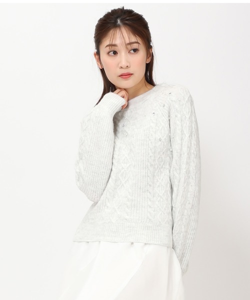 セール】フラッフィーケーブルビジューニット/MM348305（ニット