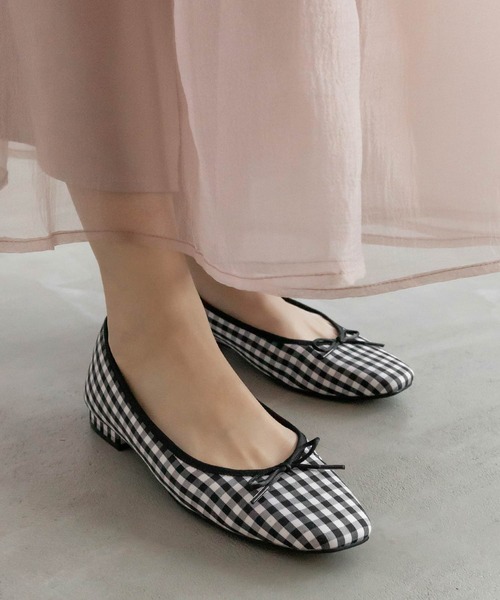 RANDA（ランダ）の「スクエアトゥバレエシューズ（パンプス・レディース・パープル/チェック/シルバー/ブラック/アイボリー/ゴールド/グレー/ブラック系その他/ベージュ/ピンク・23/23.5/24/22/22.5/24.5/25/25.5）」の10枚目の写真