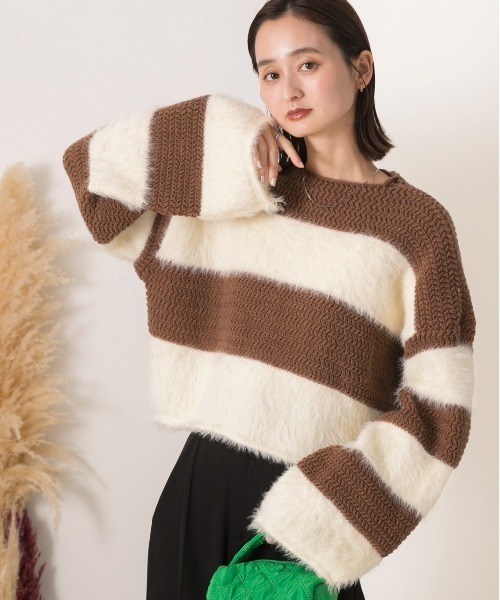 ad thie(アドティエ)の「ボートネック シャギーボーダーニット(ニット/セーター・レディース・ブラウン/カーキ/ブラック・FREE)」の22枚目の写真