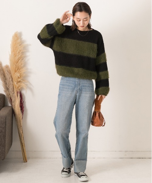 ad thie(アドティエ)の「ボートネック シャギーボーダーニット(ニット/セーター・レディース・ブラウン/カーキ/ブラック・FREE)」の19枚目の写真