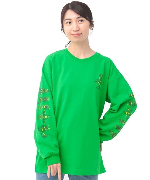 チチカカ（チチカカ）の「カッチーナズプリントロングＴシャツ（Tシャツ/カットソー・レディース・グリーン/ブラック/ホワイト・FREE）」の9枚目の写真